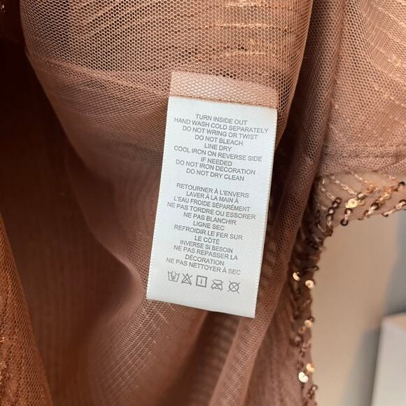 Anthropologie Top Sequin Brown Long Sleeve Remie Button Up Shirt Size XL - Picture 6 of 9